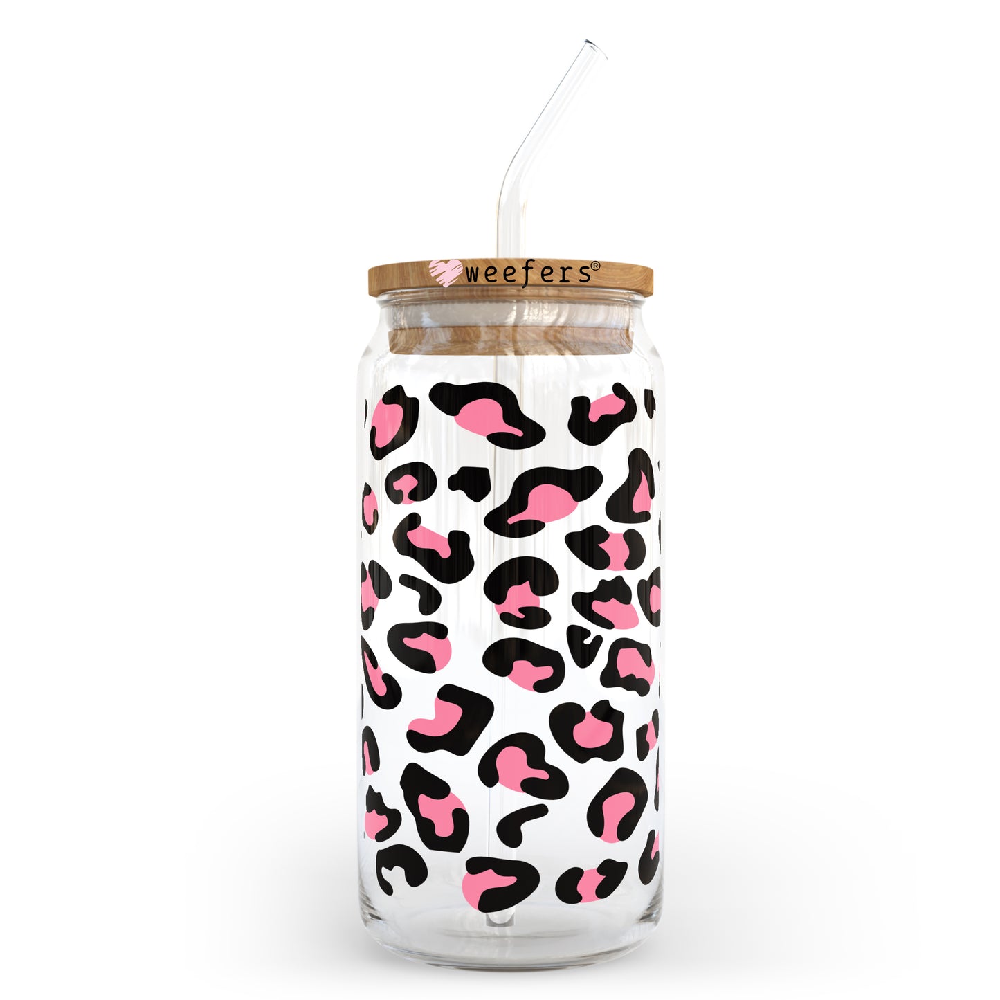 Pink Cheetah Print 20oz Libbey Glass Can, 34oz Hip Sip, 40oz Tumbler UV DTF or Sublimation Decal Transfer Weefers