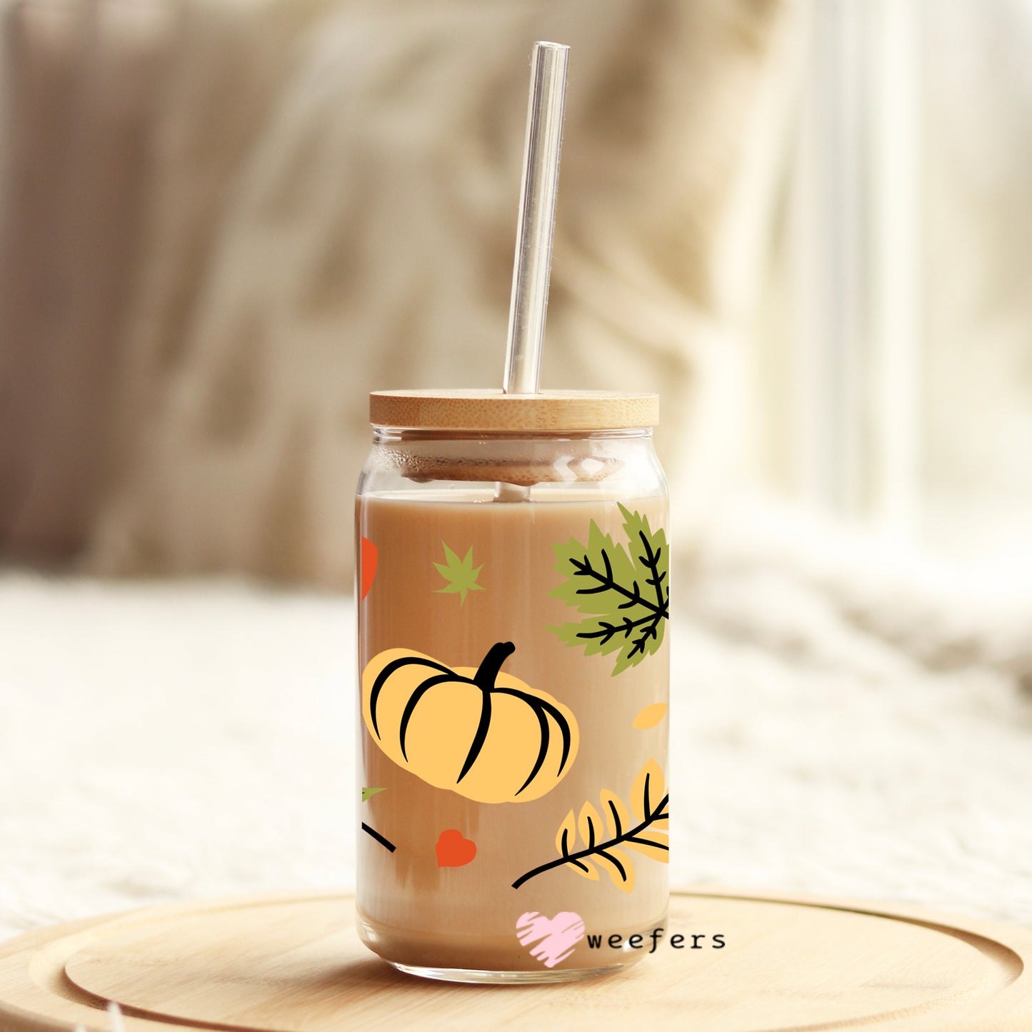 Fall Pumpkins 16oz Libbey Glass Can UV DTF or Sublimation Wrap - Decal Weefers
