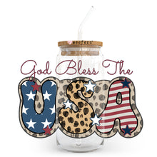 Load image into Gallery viewer, 4th of July God Bless America 20oz Libbey Glass Can, 34oz Hip Sip, 40oz Tumbler UVDTF or Sublimation Decal Transfer
