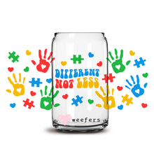 Load image into Gallery viewer, Different not less Autism Awareness 16oz Libbey Glass Can UV-DTF or Sublimation Wrap - Decal
