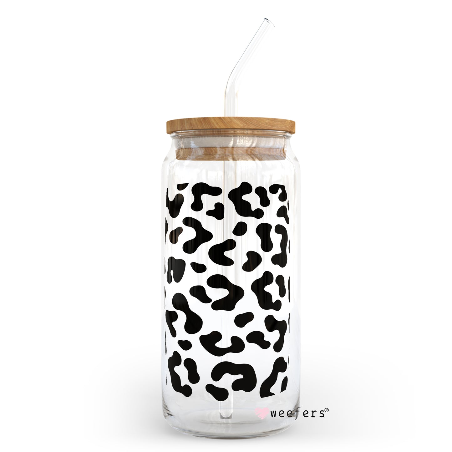 Black Cheetah Print 20oz Libbey Glass Can, 34oz Hip Sip, 40oz Tumbler UV DTF or Sublimation Decal Transfer Weefers