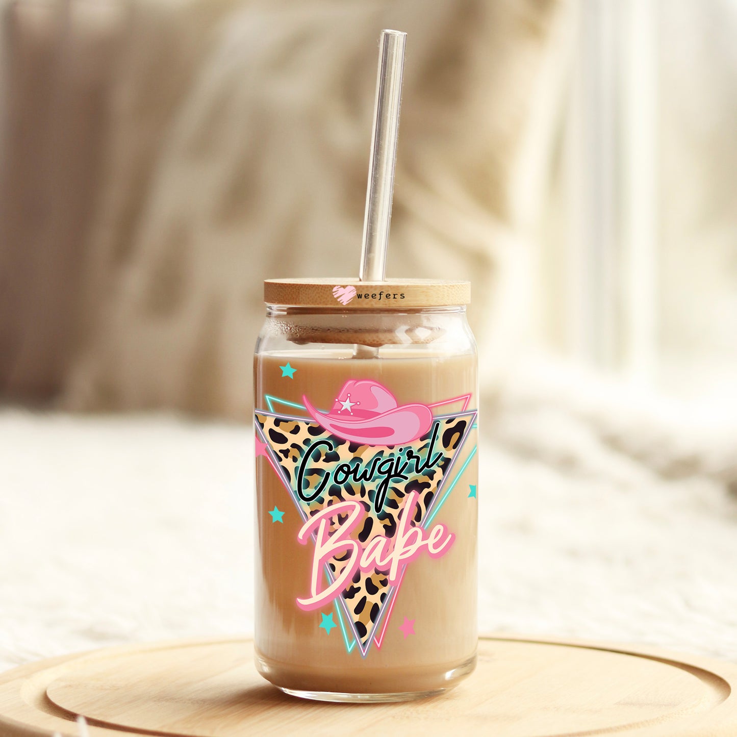 Cowgirl Babe 16oz Libbey Glass Can UV DTF or Sublimation Cup Wrap - Decal Transfer Weefers