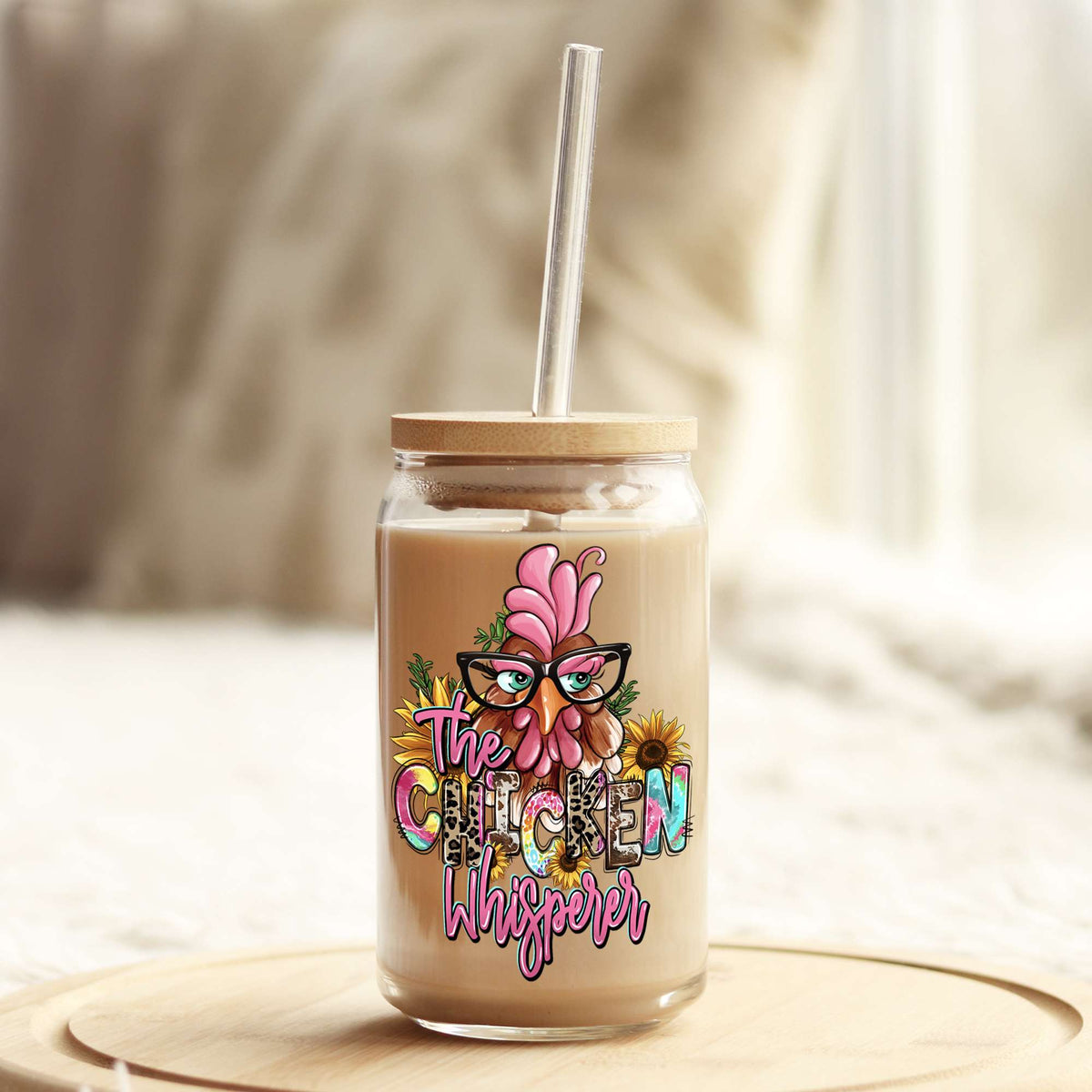Chicken Whisperer 16oz Libbey Glass Can UV DTF or Sublimation Wrap - Decal Weefers