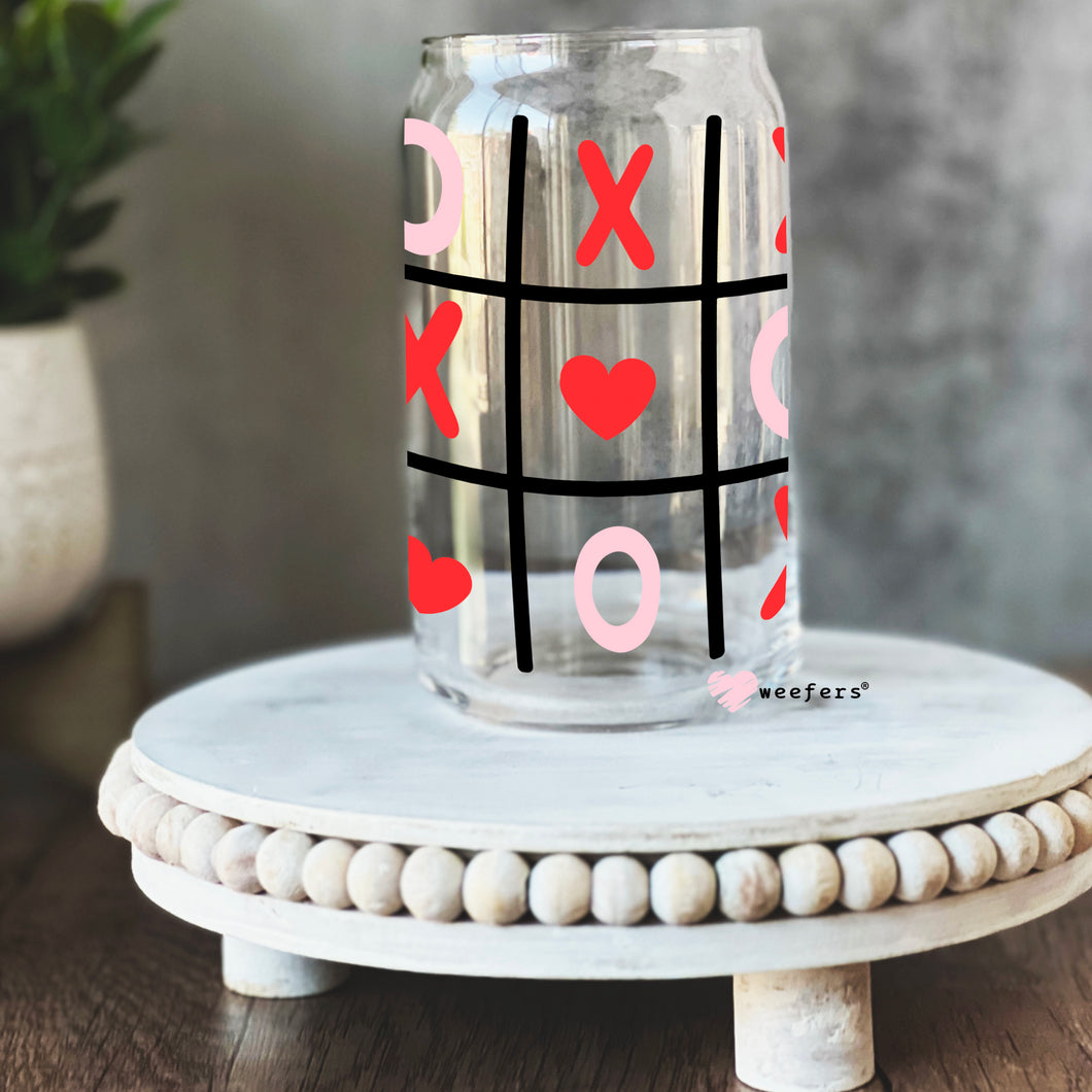 Valentine Tic Tac Toe Libbey Glass Can Wrap UV-DTF Sublimation Transfers