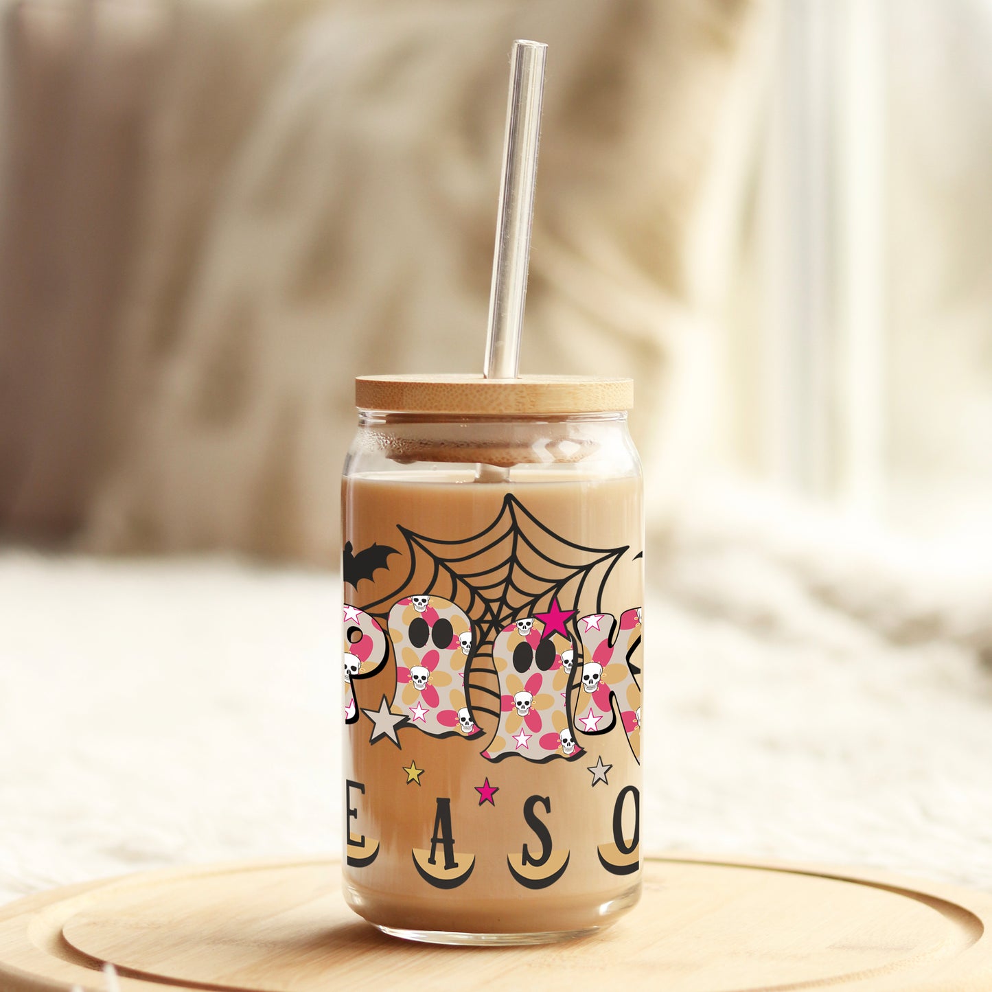 Spooky Season Halloween 16oz Libbey Glass Can UV DTF or Sublimation Wrap - Decal Weefers