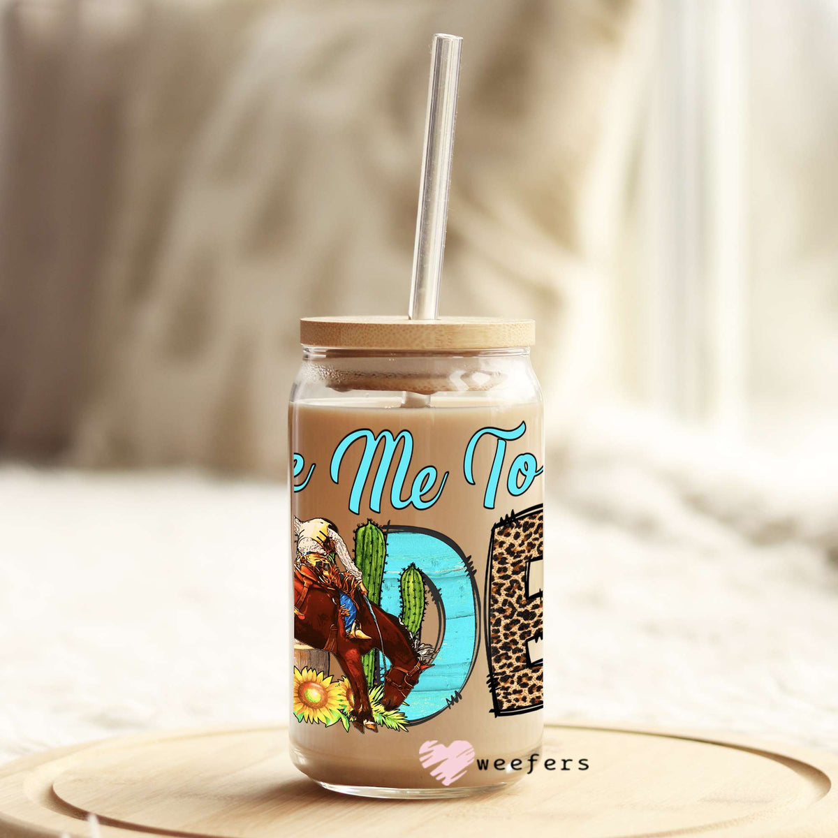 Take me to the Rodeo Western 16oz Libbey Glass Can UV DTF or Sublimation Wrap - Decal Weefers