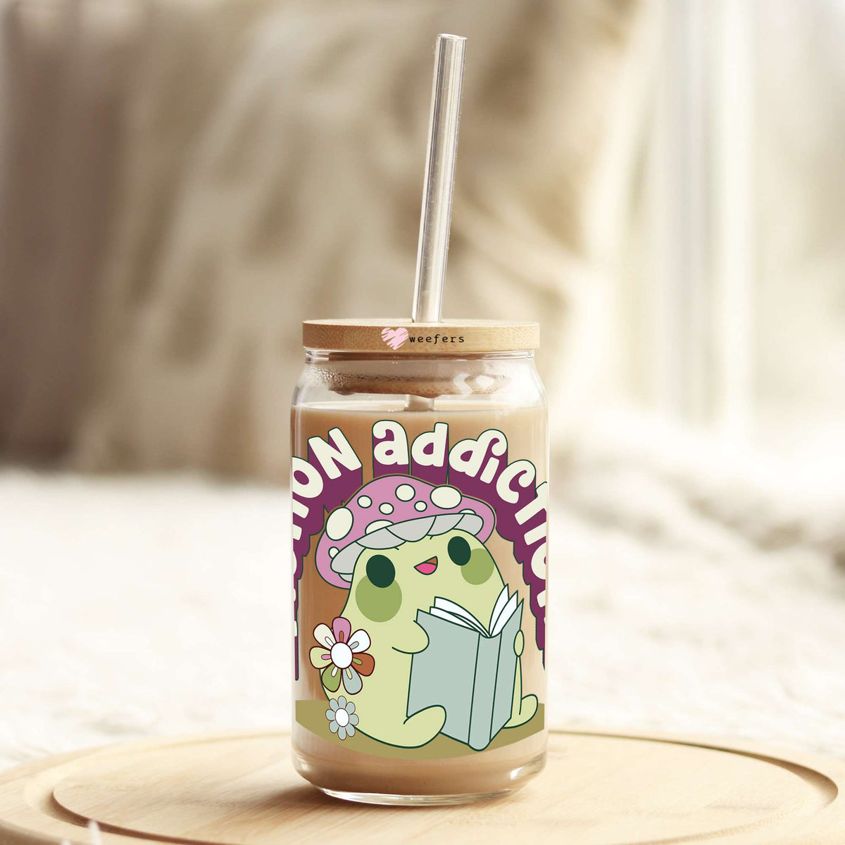 Fiction Addiction 16oz Libbey Glass Can UV DTF or Sublimation Cup Wrap - Decal Transfers Weefers