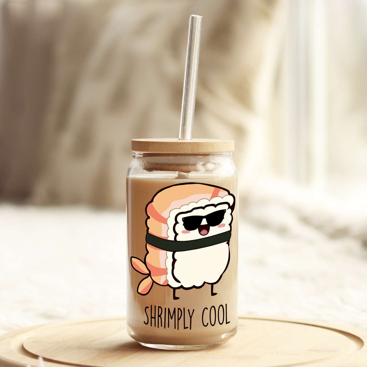 Shrimply Cool 16oz Libbey Glass Can UV DTF or Sublimation Wrap - Decal Weefers