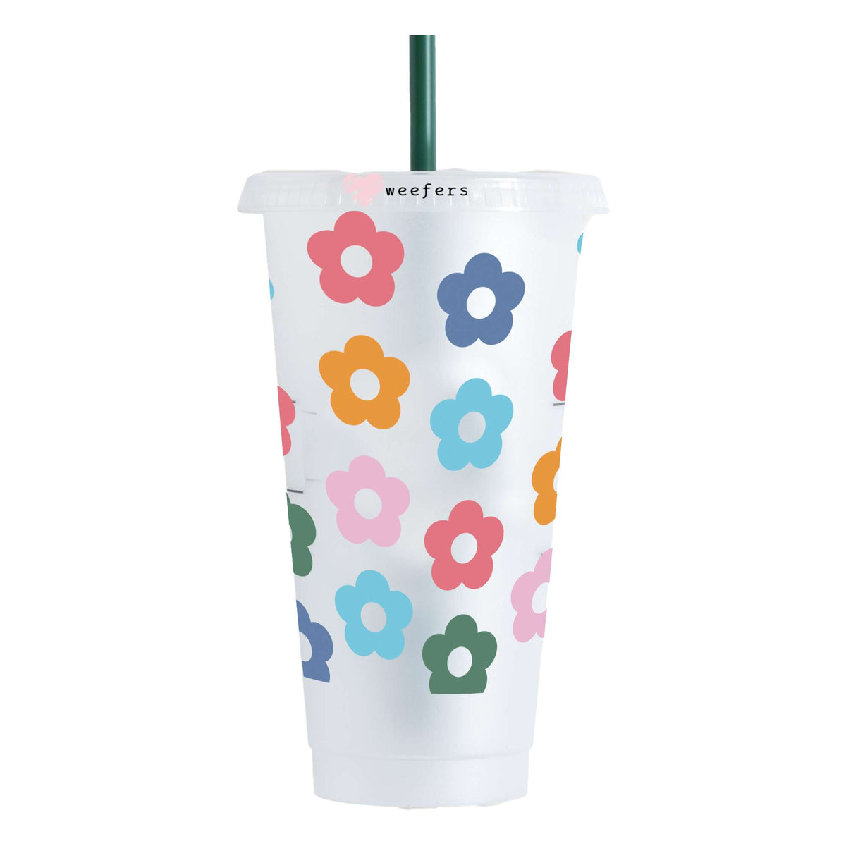 Bright Retro Flowers 24oz UV DTF Cold Cup Wrap - Ready to apply Wrap - NO HOLE Weefers