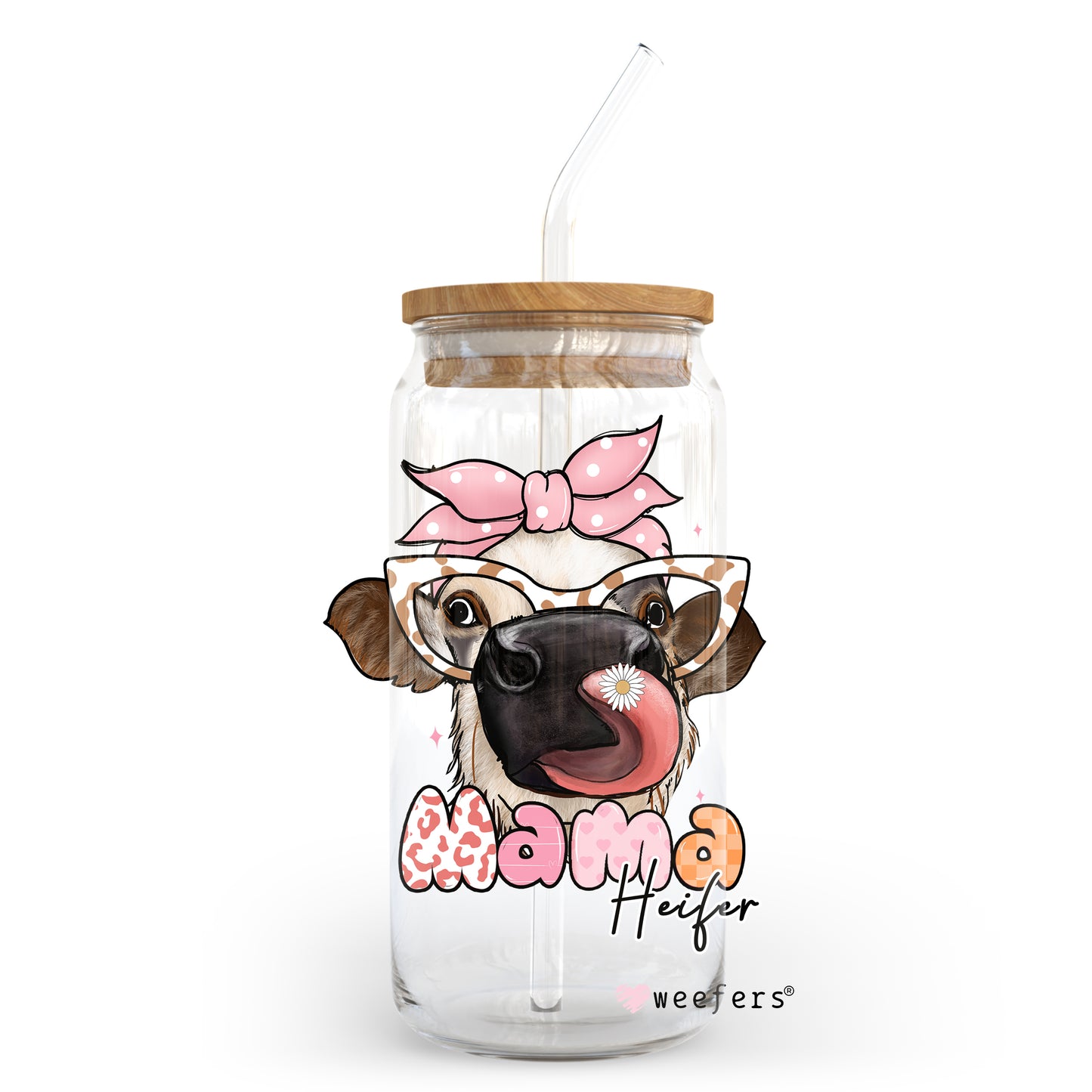 Mama Heifer 20oz Libbey Glass Can, 34oz Hip Sip, 40oz Tumbler UV DTF or Sublimation Decal Transfer Weefers