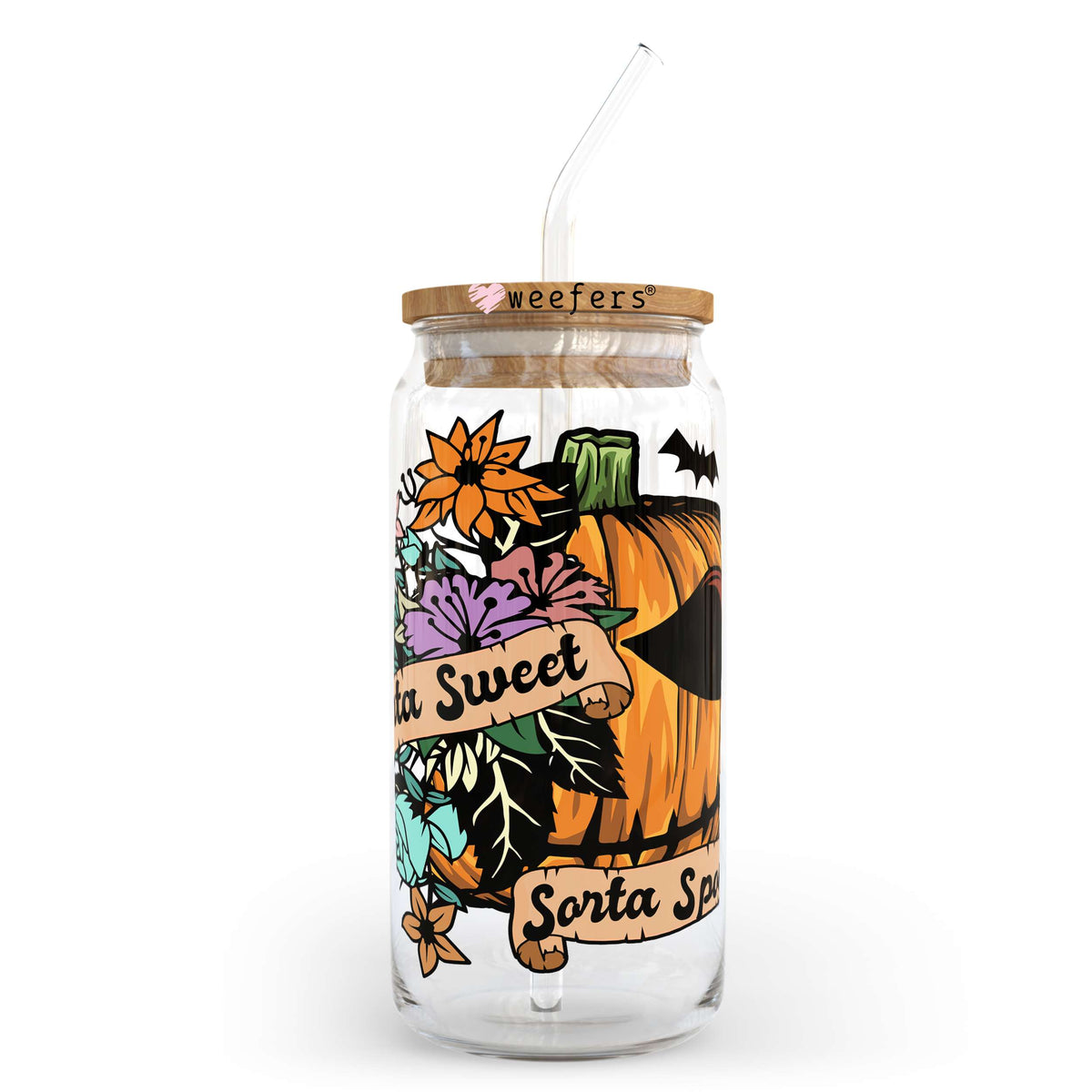Kinda Sweet Kinda Spooky Halloween 20oz Libbey Glass Can, 34oz Hip Sip, 40oz Tumbler UV DTF or Sublimation Decal Transfer Weefers