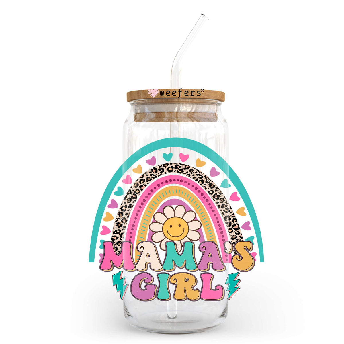 Mama's Girl Rainbow 20oz Libbey Glass Can UV DTF or Sublimation Wrap - Decal Transfer Weefers