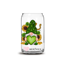 Load image into Gallery viewer, a glass jar with a green gnome holding a heart
