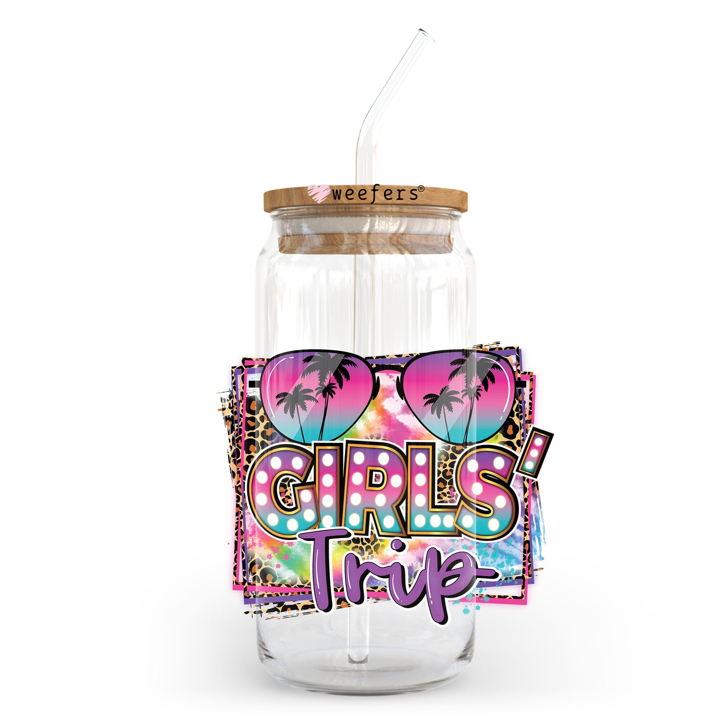 Girls Trip Purple 20oz Libbey Glass Can UV DTF or Sublimation Wrap - Decal Transfer Weefers