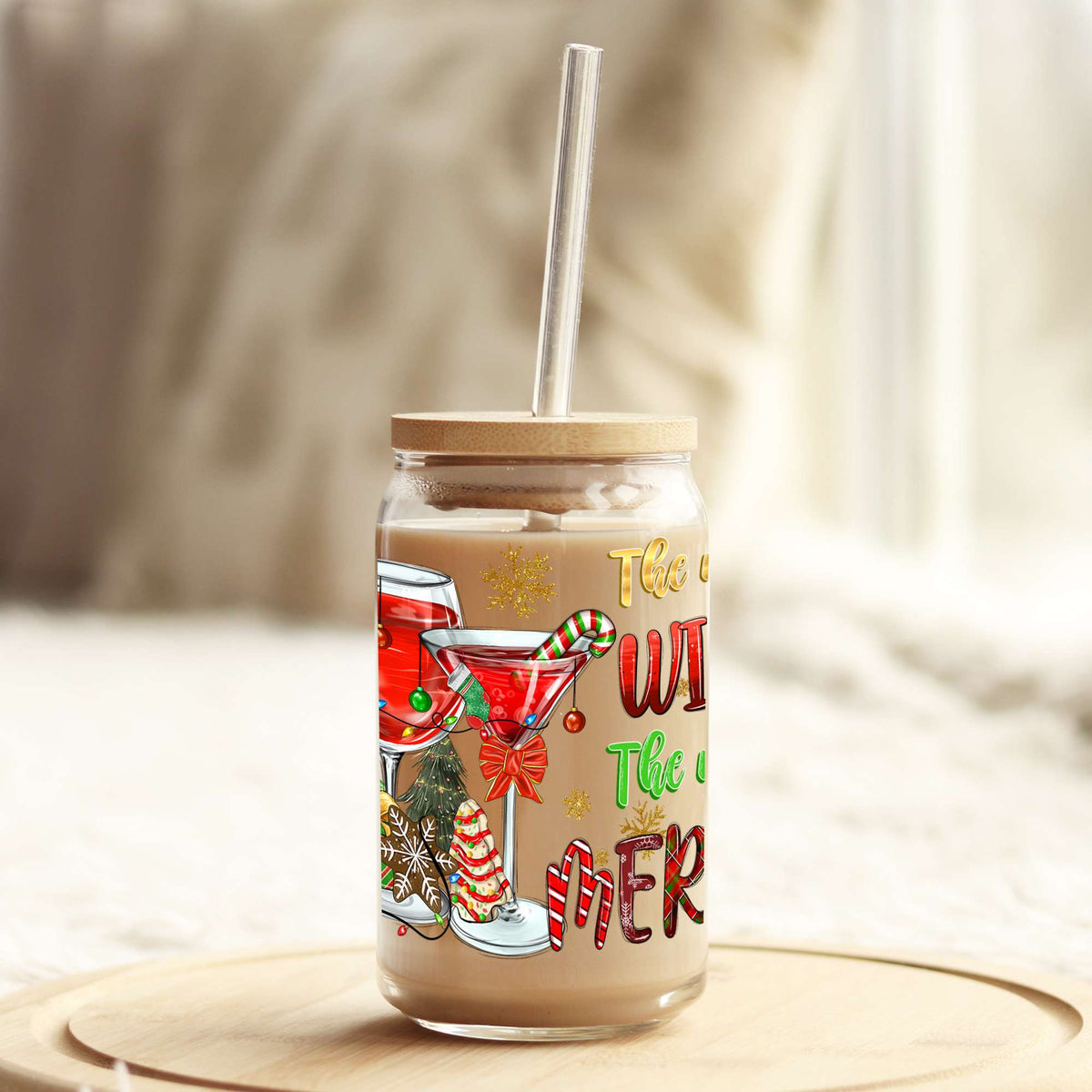The More Wine the Merrier 16oz Libbey Glass Can UV DTF or Sublimation Wrap - Decal Weefers