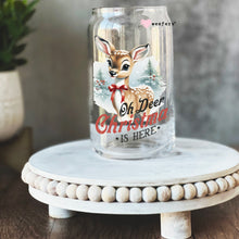 Load image into Gallery viewer, Oh Deer Christmas is Here Vintage Christmas 16oz Libbey Glass Can UV-DTF or Sublimation Wrap - Decal
