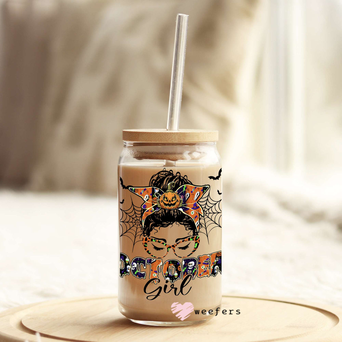 October Girl 16oz Libbey Glass Can UV DTF or Sublimation Wrap - Decal Weefers