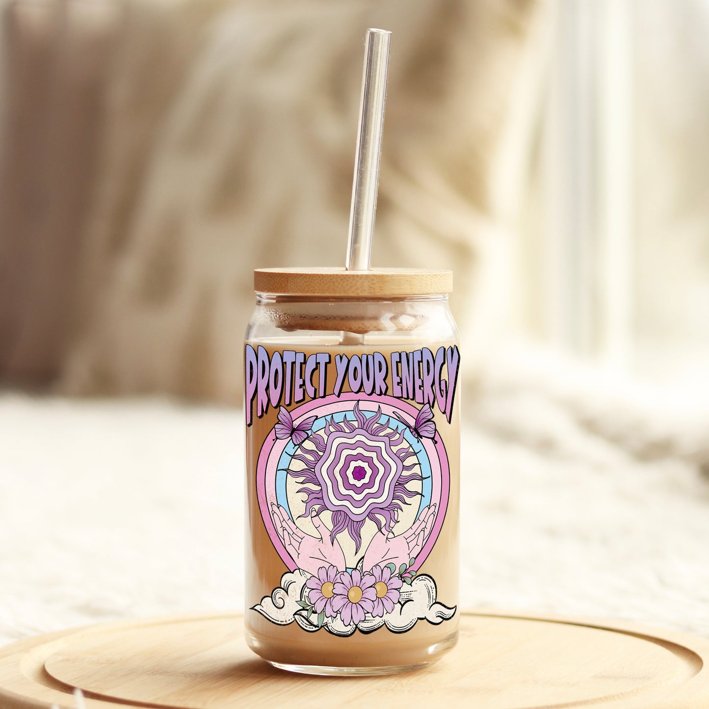 Protect Your Energy 16oz Libbey Glass Can UV DTF or Sublimation Cup Wrap - Decal Transfer Weefers