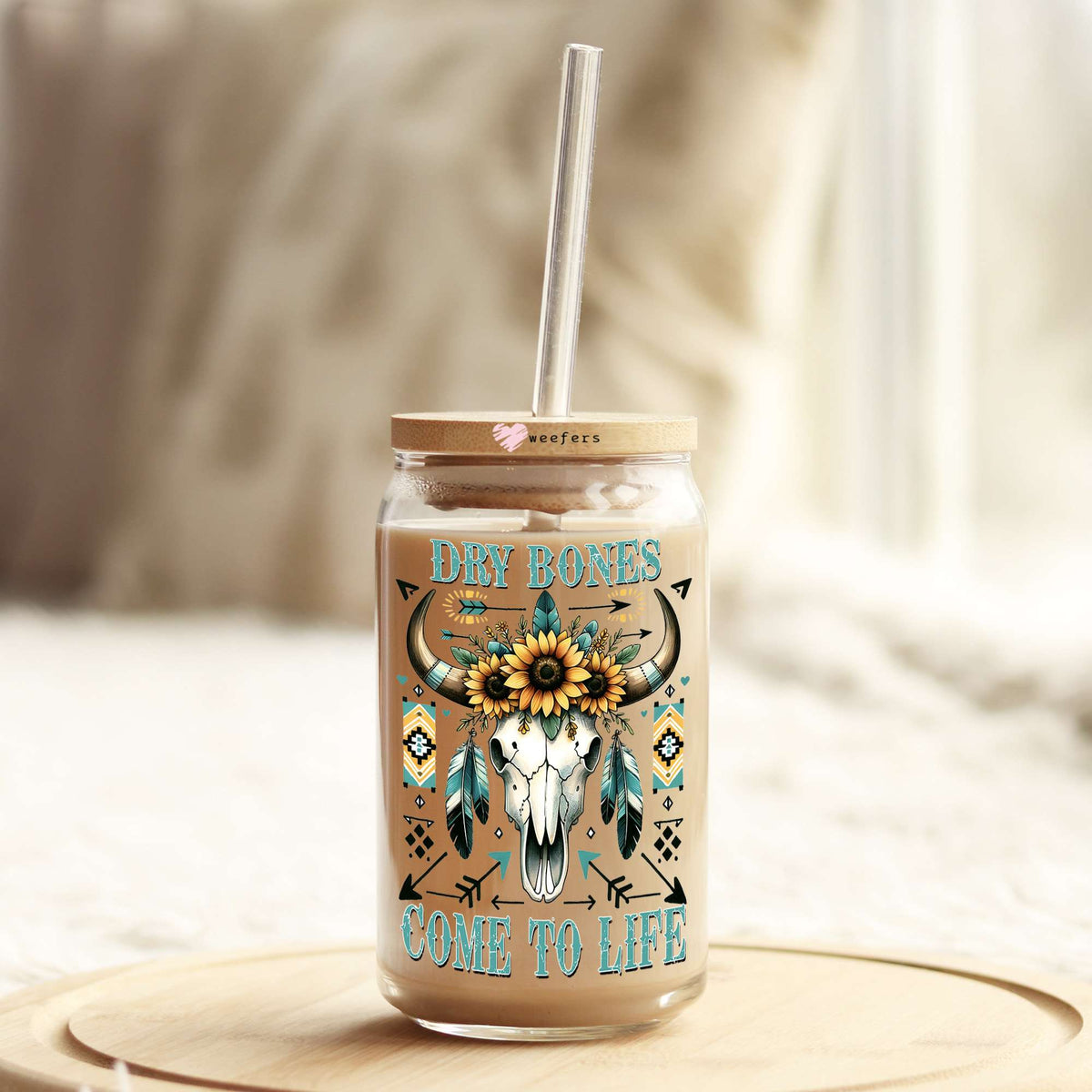 Dry Bones Come to Life 16oz Libbey Glass Can UV DTF or Sublimation Cup Wrap - Decal Transfer Weefers