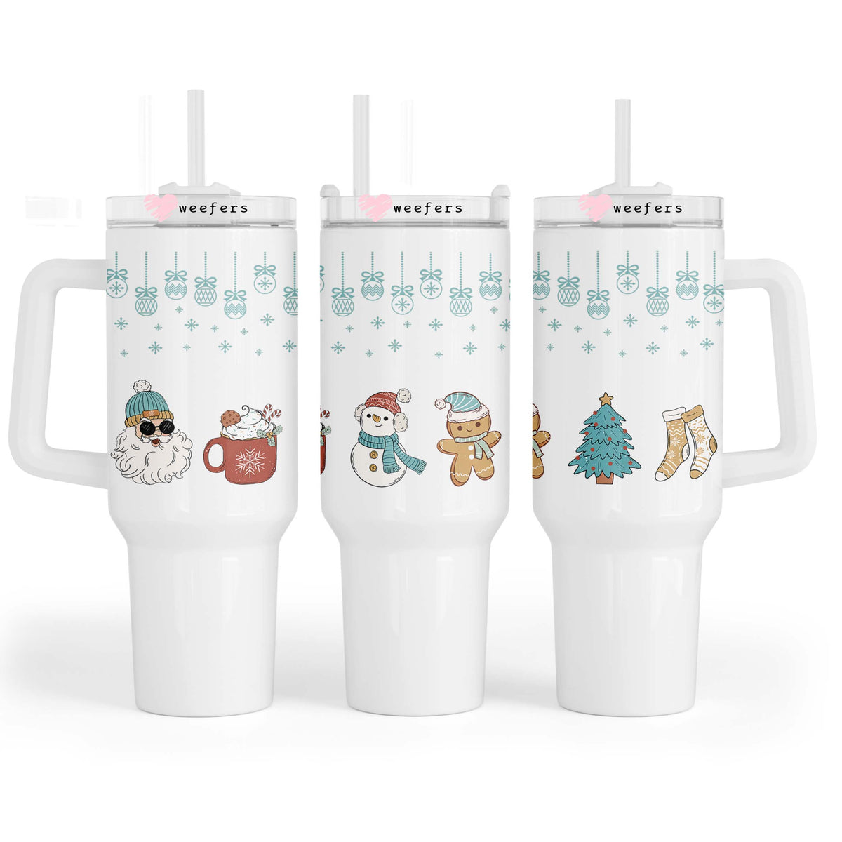Santa Hot Cocoa Snowmen Christmas 40oz Tumbler UV DTF or Sublimation Wrap - Decal Weefers