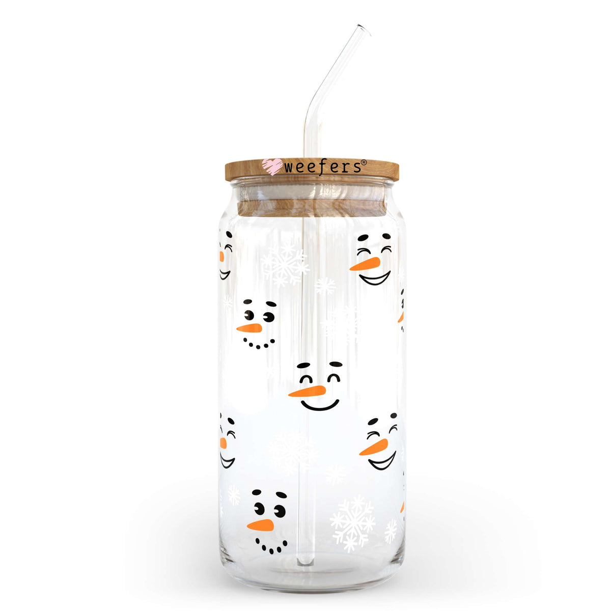 Snowman Faces Christmas 20oz Libbey Glass Can, 34oz Hip Sip, 40oz Tumbler UV DTF or Sublimation Decal Transfer Weefers