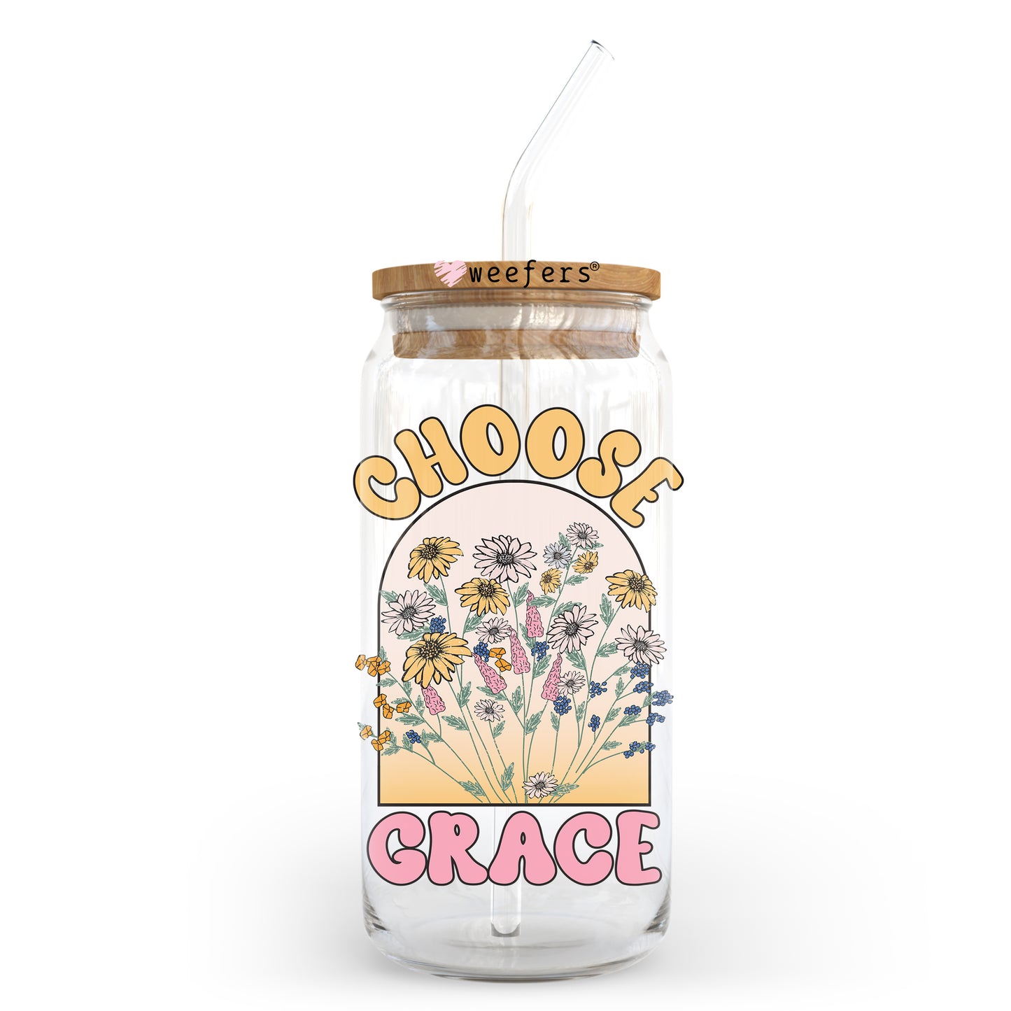 Choose Grace 20oz Libbey Glass Can UV DTF or Sublimation Wrap - Decal Weefers