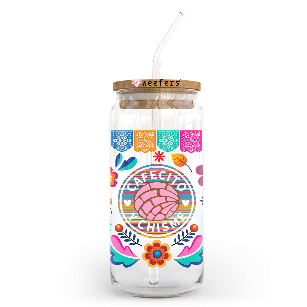 Spanish Cafecito y Chisme 20oz Libbey Glass Can UV DTF or Sublimation Wr Weefers