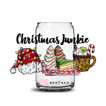 Load image into Gallery viewer, Christmas Junkie 16oz Libbey Glass Can UV-DTF or Sublimation Wrap - Decal
