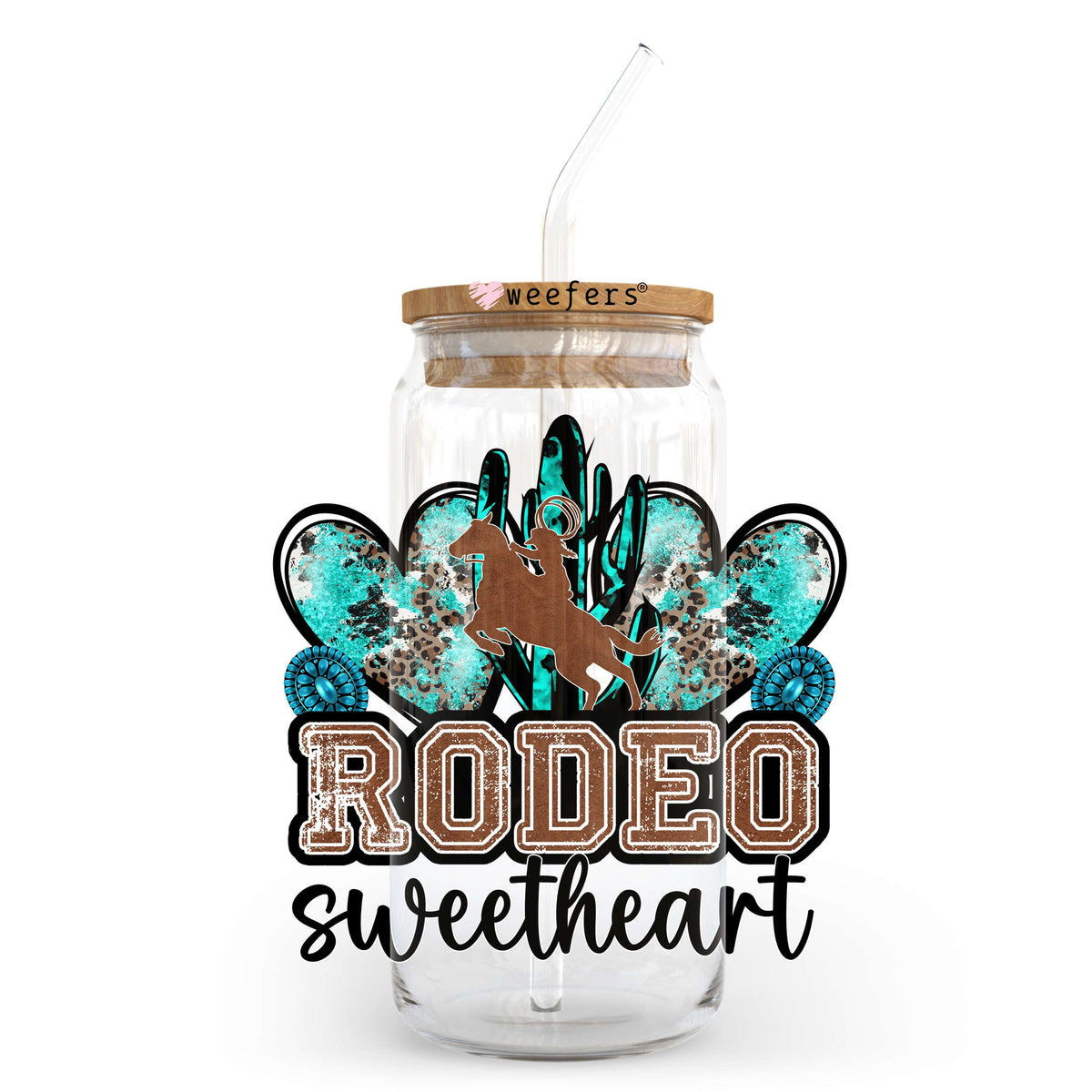 Rodeo Sweetheart 20oz Libbey Glass Can, 34oz Hip Sip, 40oz Tumbler UV DTF or Sublimation Decal Transfer Weefers