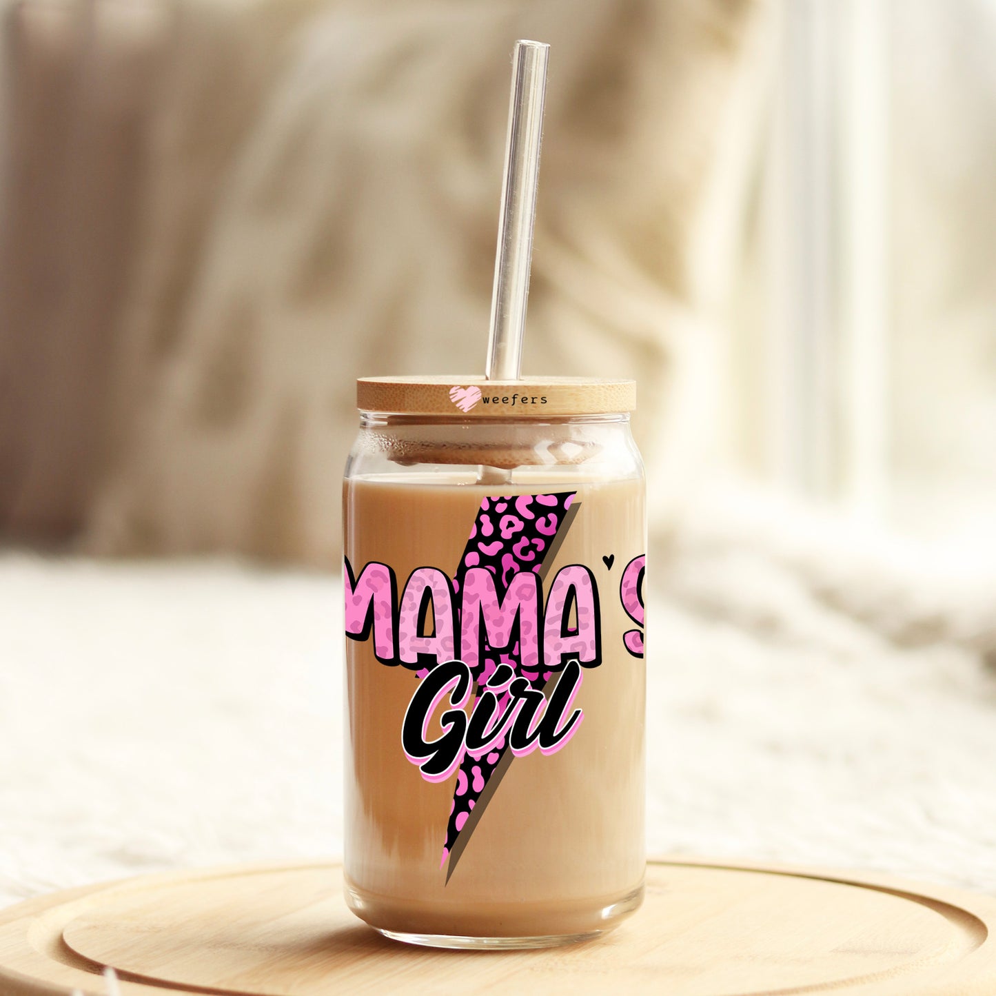 Pink Mama's Girl 16oz Libbey Glass Can UV DTF or Sublimation Cup Wrap - Decal Transfer Weefers
