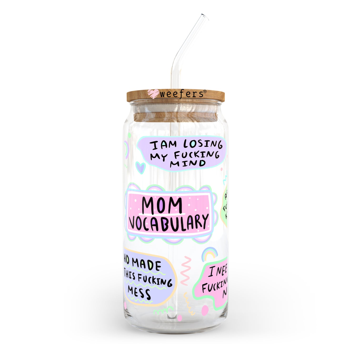 Mom Vocabulary 20oz Libbey Glass Can, 34oz Hip Sip, 40oz Tumbler UV DTF or Sublimation Decal Transfer Weefers