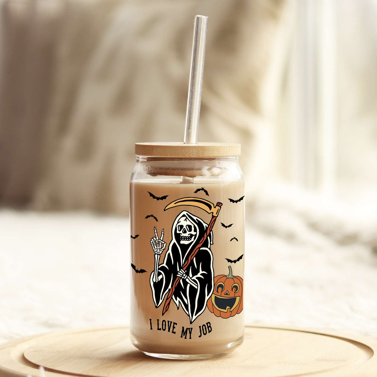 I love my job 16oz Libbey Glass Can UV DTF or Sublimation Wrap - Decal Weefers