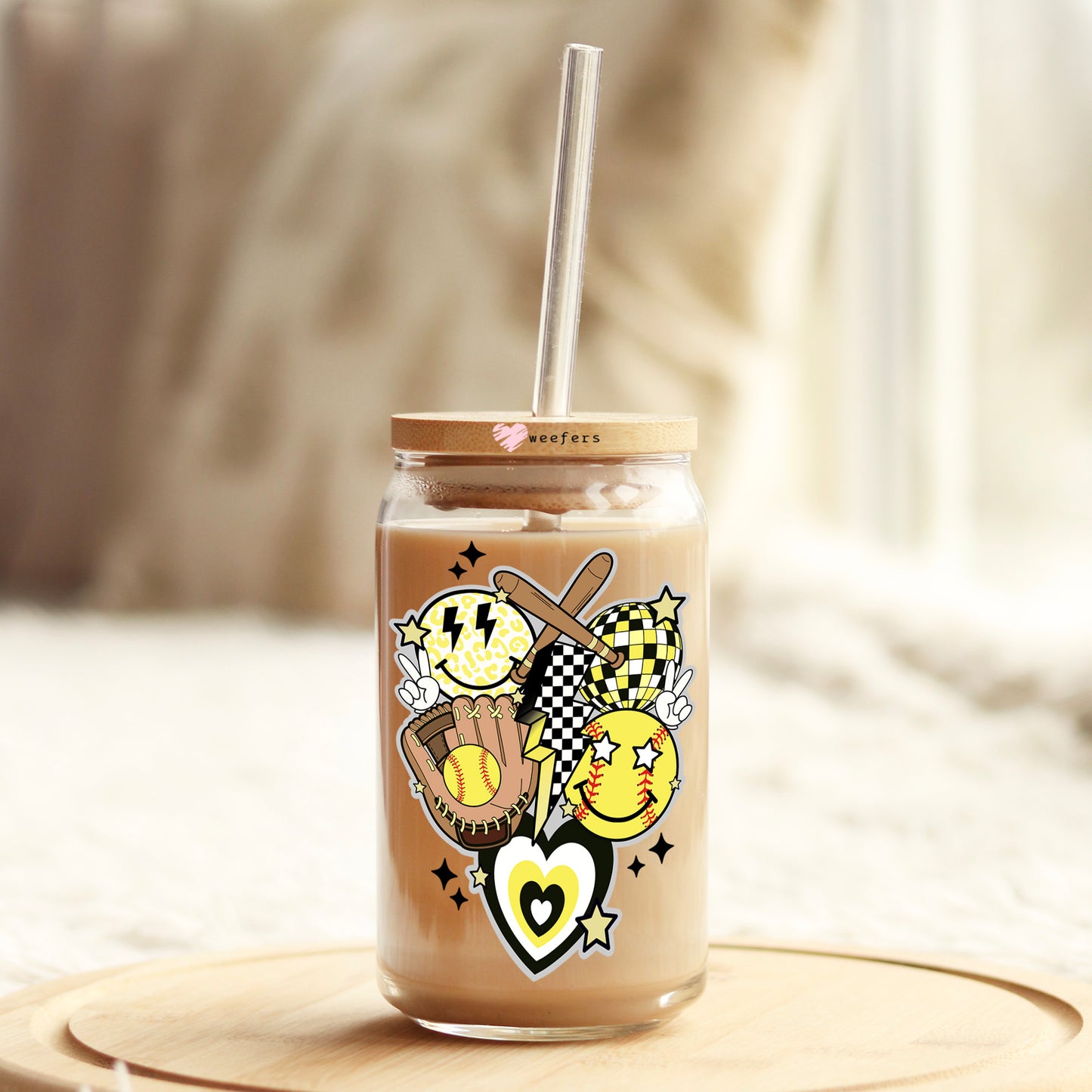 Softball Goals 16oz Libbey Glass Can UV DTF or Sublimation Cup Wrap - Decal Transfer Weefers