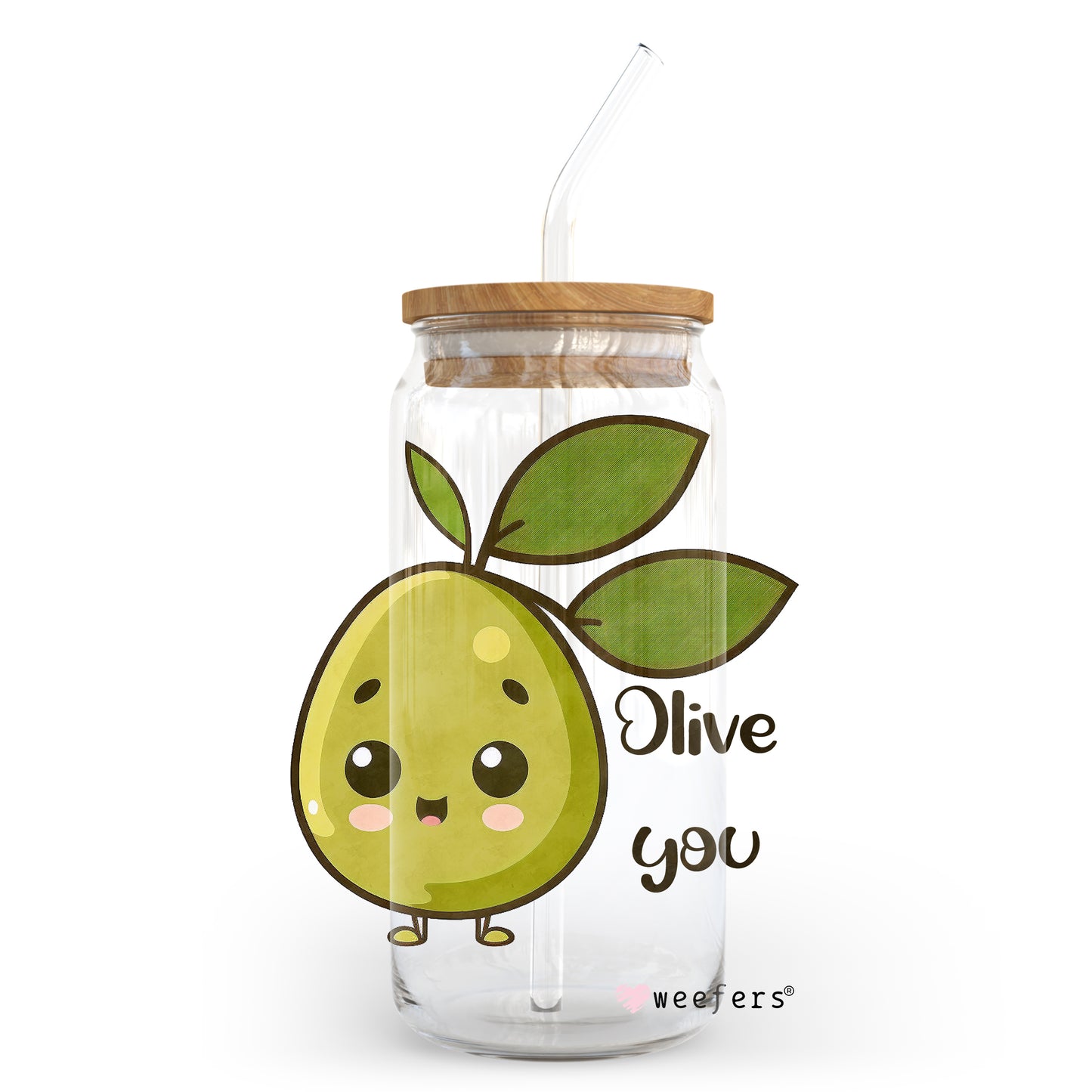 Olive Love you 20oz Libbey Glass Can, 34oz Hip Sip, 40oz Tumbler UV DTF or Sublimation Decal Transfer Weefers
