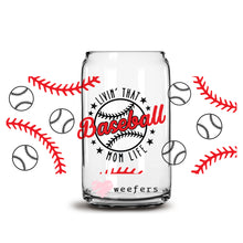 Load image into Gallery viewer, Livin&#39; that Baseball Mom Life 16oz Libbey Glass Can UV-DTF or Sublimation Wrap - Decal
