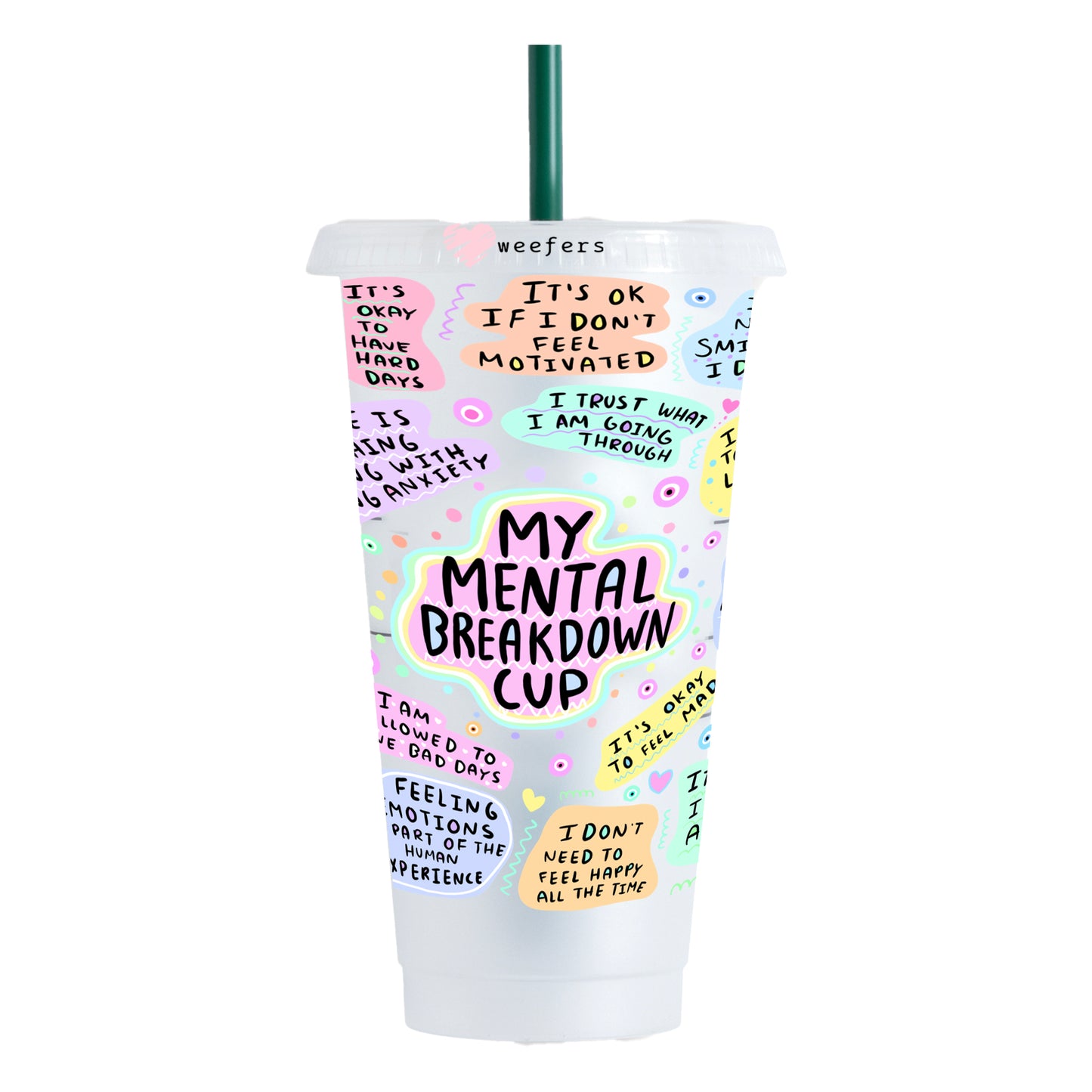 My Mental Breakdown Cup 24oz UV DTF Cold Cup Wrap - Ready to apply Wrap - NO HOLE Weefers
