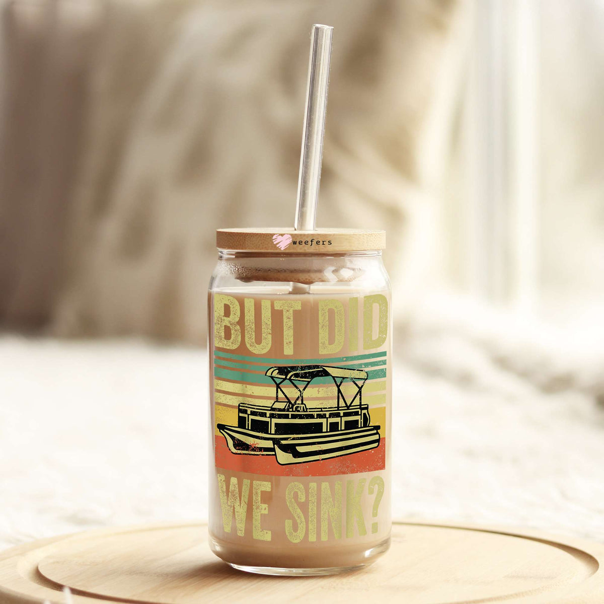 But Did We Sink Platoon Boating 16oz Libbey Glass Can UV DTF or Sublimation Cup Wrap - Decal Transfer Weefers