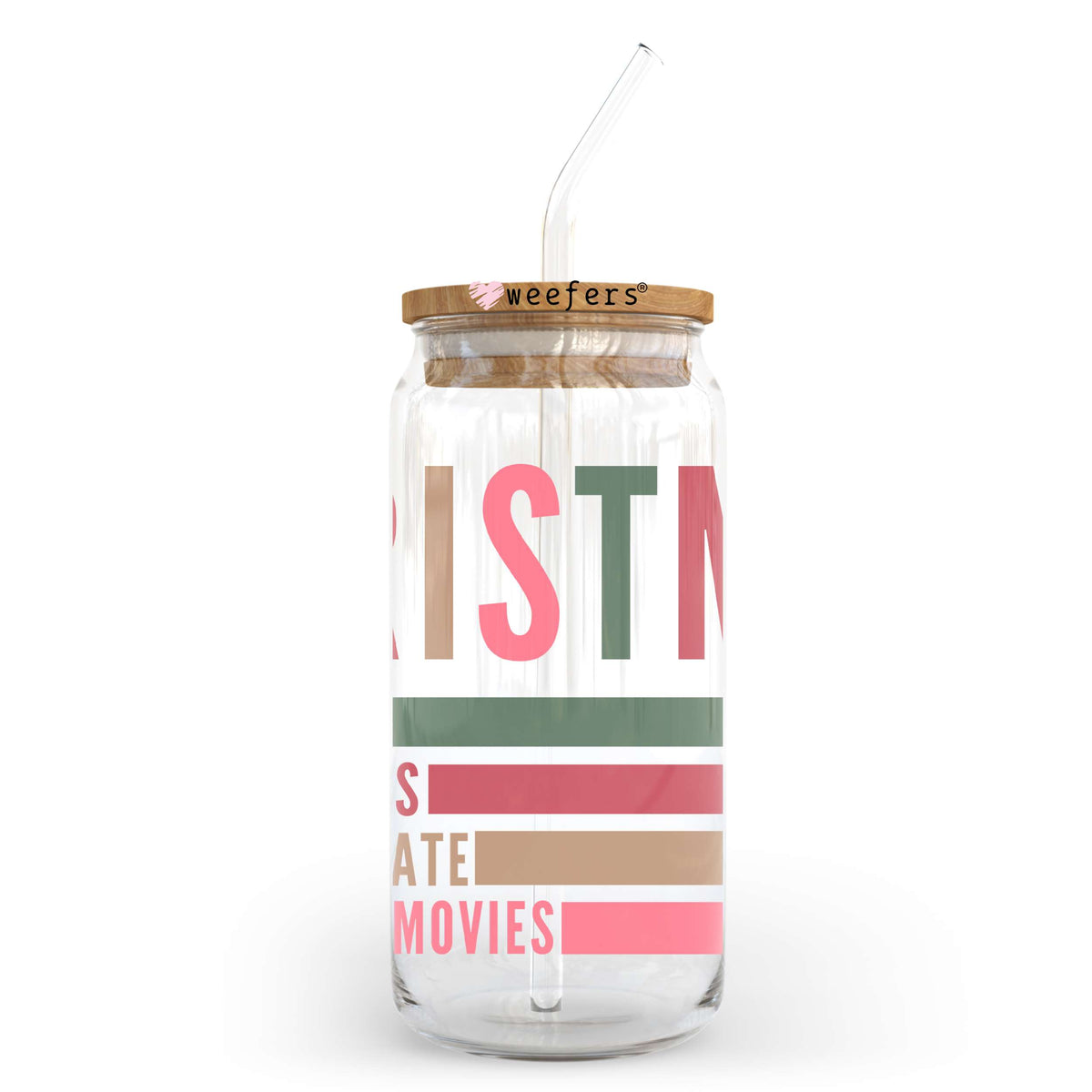 Christmas Stripes Favorite Things 20oz Libbey Glass Can, 34oz Hip Sip, 40oz Tumbler UV DTF or Sublimation Decal Transfer Weefers