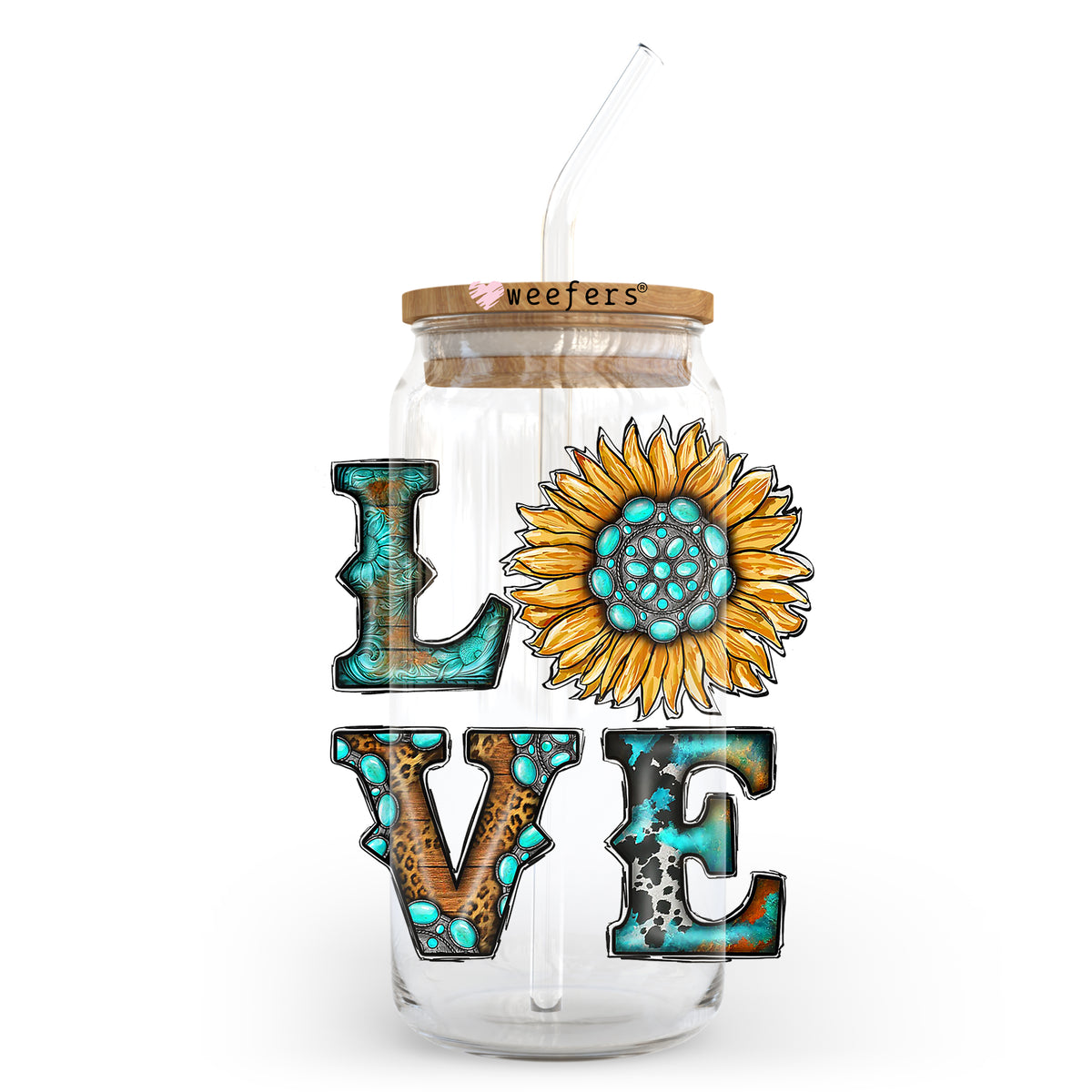 Western Love 20oz Libbey Glass Can Uv Dtf Or Sublimation Wrap Decal 4369