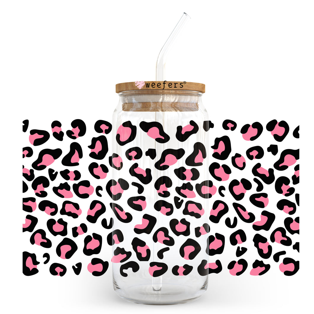 Pink Cheetah Print 20oz Libbey Glass Can, 34oz Hip Sip, 40oz Tumbler UVDTF or Sublimation Decal Transfer