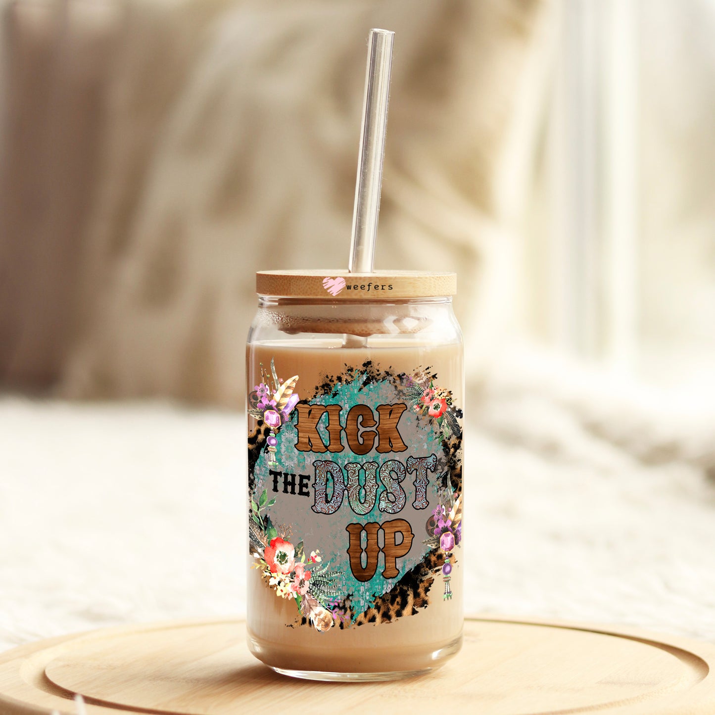 Kick the Dust Up 16oz Libbey Glass Can UV DTF or Sublimation Cup Wrap - Decal Transfer Weefers