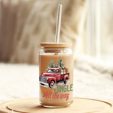 Load image into Gallery viewer, Jingle all the Way Vintage Christmas Truck 16oz Libbey Glass Can UV-DTF or Sublimation Wrap - Decal

