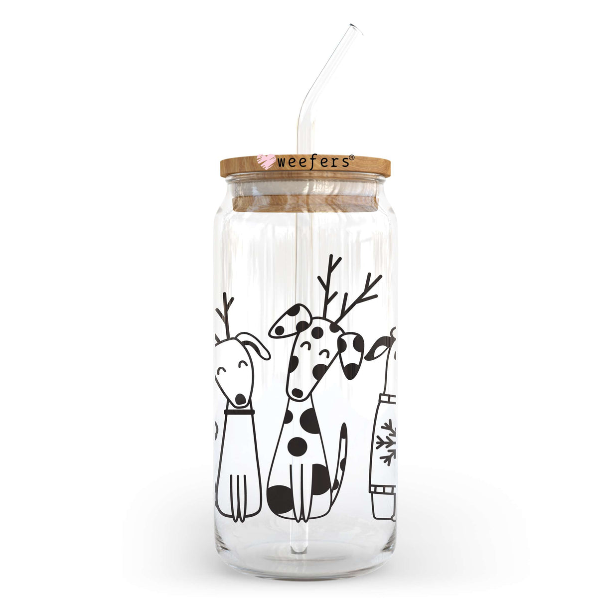 Christmas Dog Friends 20oz Libbey Glass Can, 34oz Hip Sip, 40oz Tumbler UV DTF or Sublimation Decal Transfer Weefers