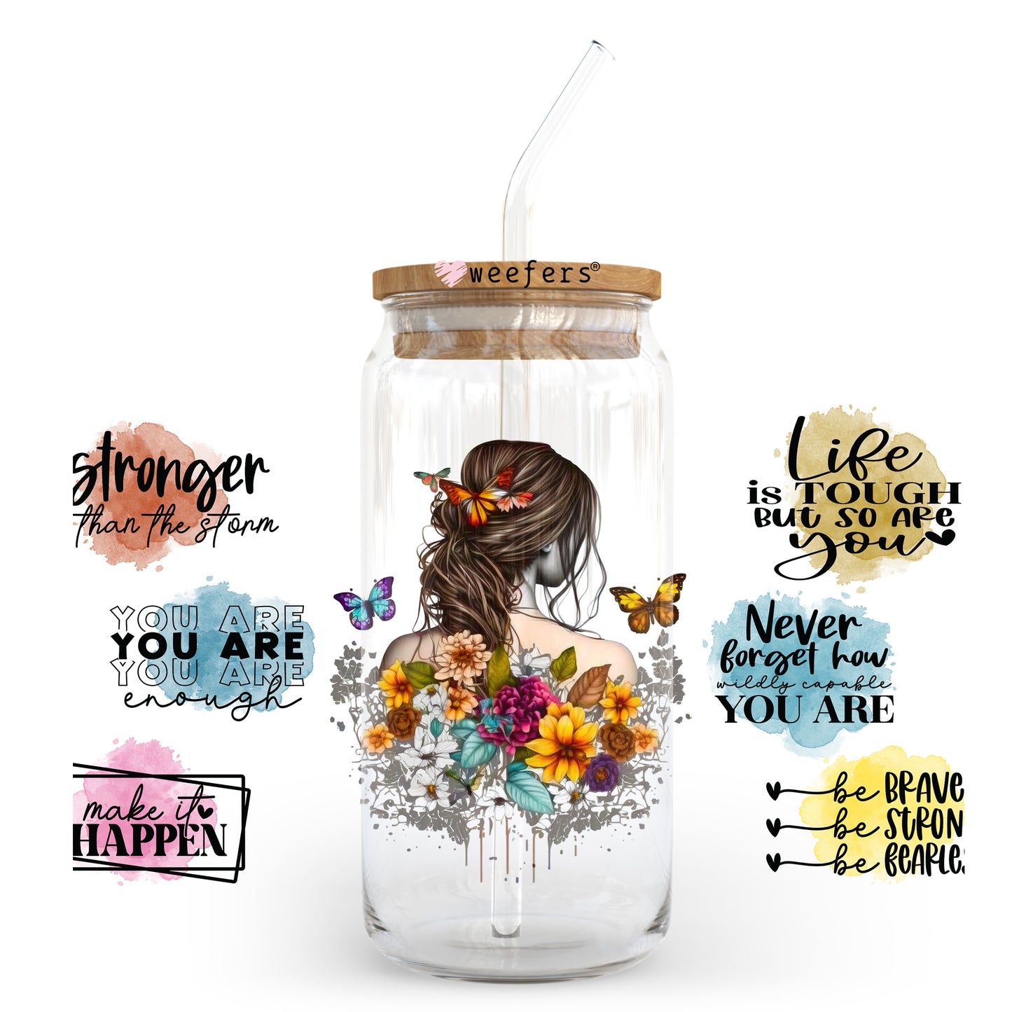 Self Love and Affirmations 20oz Libbey Glass Can UV DTF or Sublimation Wrap - Decal Transfer Weefers