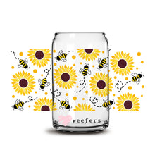 Load image into Gallery viewer, Sunflowers and Bees 16oz Libbey Glass Can UV-DTF or Sublimation Wrap - Decal
