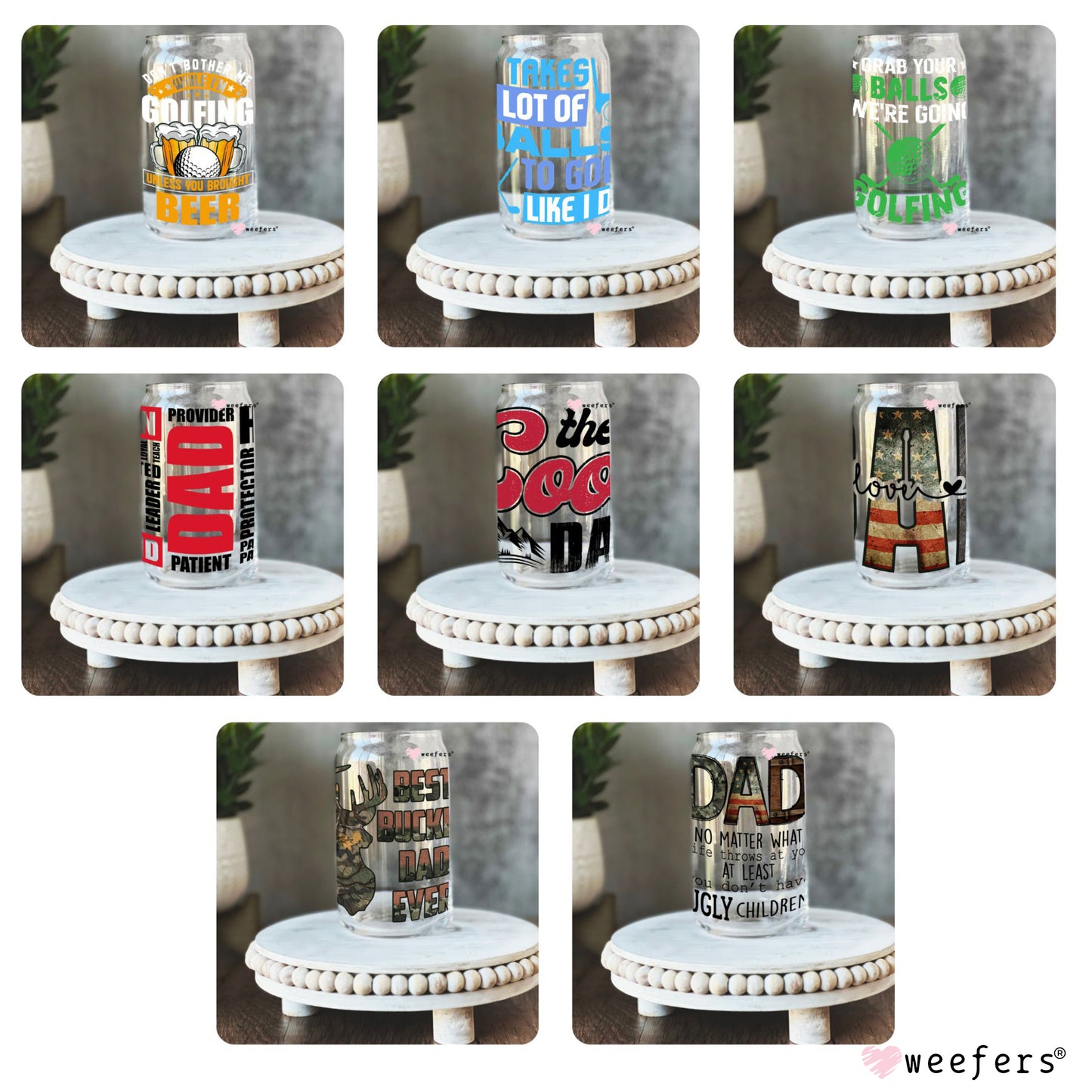 Father's Day Bundle 16oz Libbey Glass Can UV DTF or Sublimation Wrap - Decal Weefers