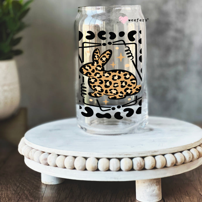 a glass with a picture of a leopard on it