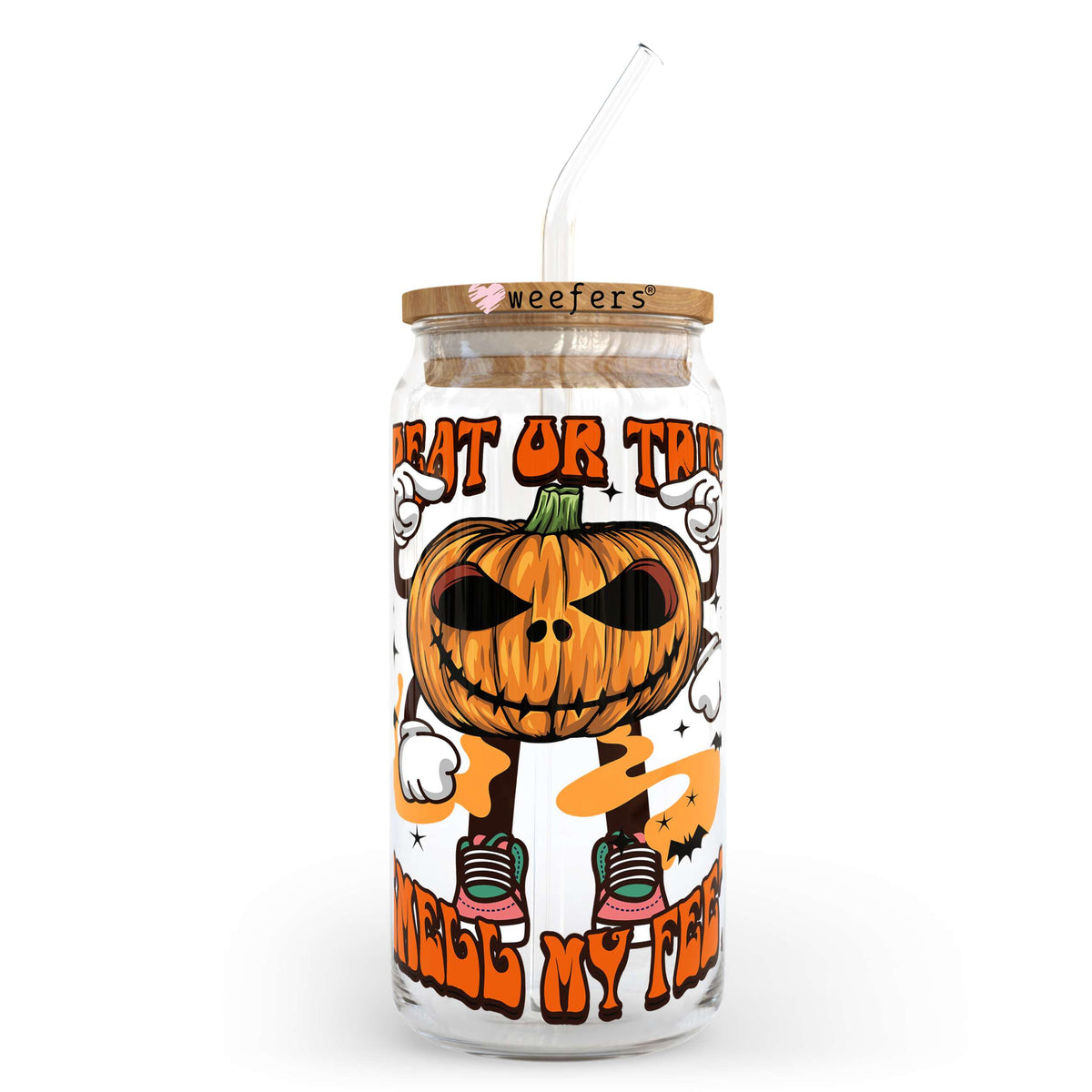 Treat or Trick Smell My Feet 20oz Libbey Glass Can, 34oz Hip Sip, 40oz Tumbler UV DTF or Sublimation Decal Transfer Weefers