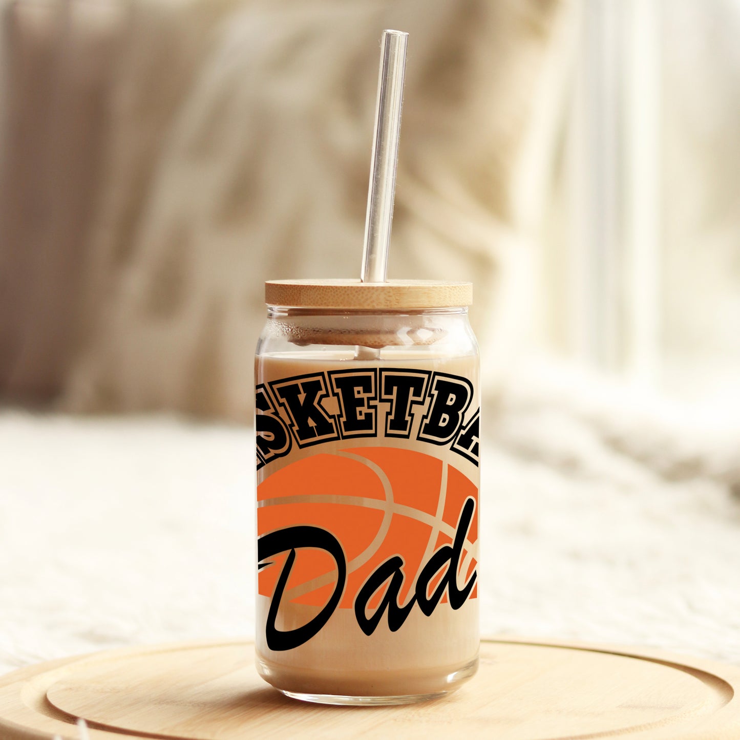 Basketball Dad 16oz Libbey Glass Can UV DTF or Sublimation Cup Wrap - Decal Transfer Weefers