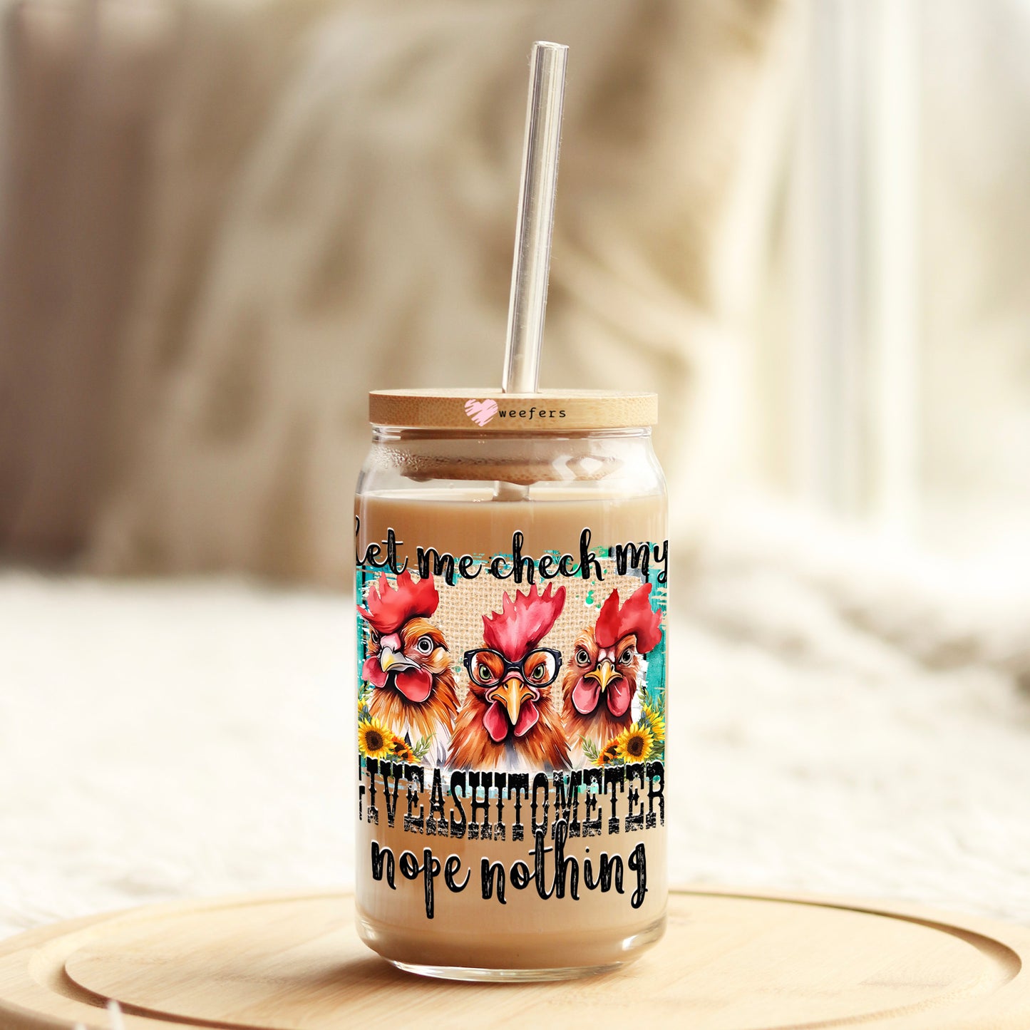 Let Me Check My Giveashitometer Nope Nothing 16oz Libbey Glass Can UV DTF or Sublimation Cup Wrap - Decal Transfer Weefers